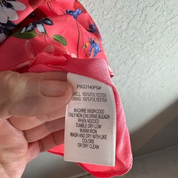 Parker Smocked Drop Waist Mini Dress Floral Deep Coral Size S - Picture 2 of 11